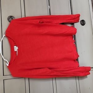 Women's J. CREW red shirt, cotton lace detail on back size S